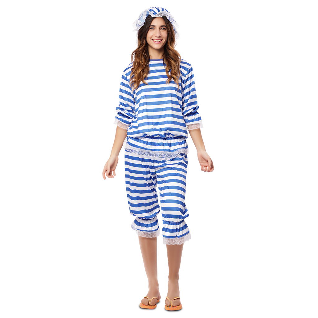 DISFRAZ BAÑISTA ANTIGUO AZUL MUJER